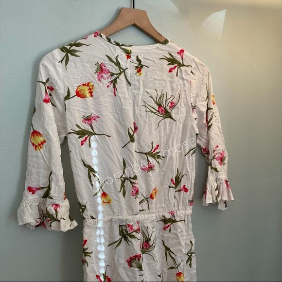 Piyama White Floral Sexy Wrap Front Tie Waist Romper Summer Vacation Small S - Picture 8 of 12